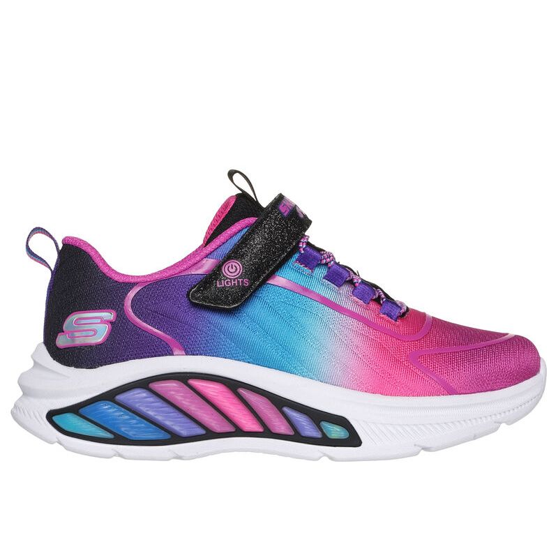 Skechers Girls Trainer S Lights Rainbow Cruisers Black/Multi