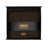 Barbour International Mens Beanie/Scarf Sweeper Legacy Gift Set Sage