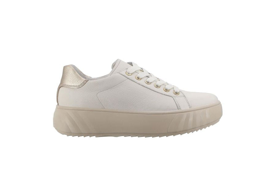 Ara women's cream leather lace-up trainer