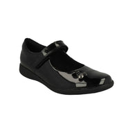 Clarks Etch Mist girls' black patent school shoe