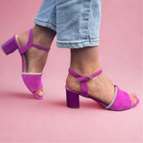 Bioeco women's fuchsia leather sandal with buckle