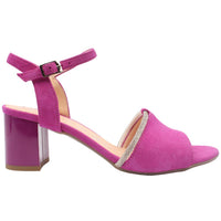 Bioeco women's fuchsia leather sandal with buckle
