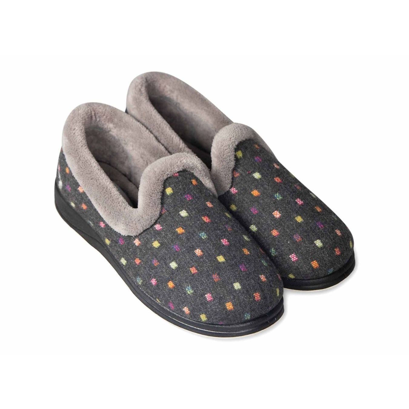 Padders Womens Slipper Repose Charcoal Woven Spot