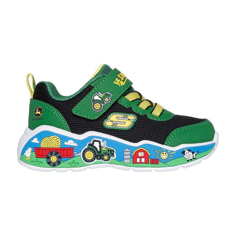 Skechers boys' black and green trainer with velcro