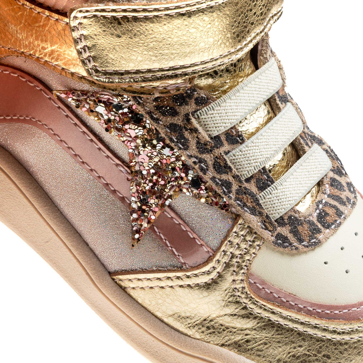 Pablosky girls' gold and pink boot