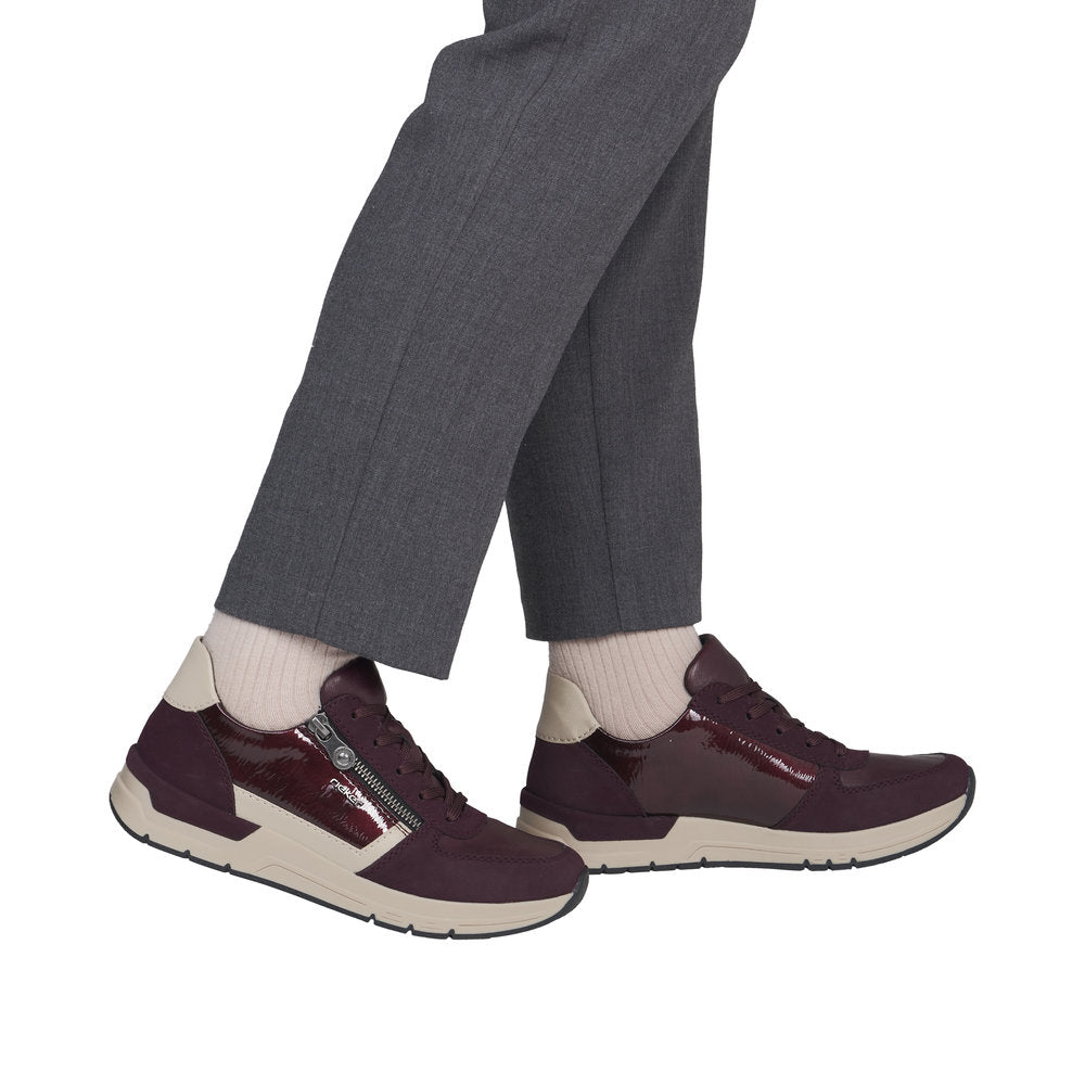 Rieker women's red combination fashion trainer