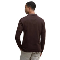 Barbour Mens Polo Shirt Essential LS Tartan Pique Dark Oak