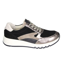 Waldlaufer women's black leather lace-up trainer