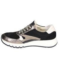 Waldlaufer women's black leather lace-up trainer