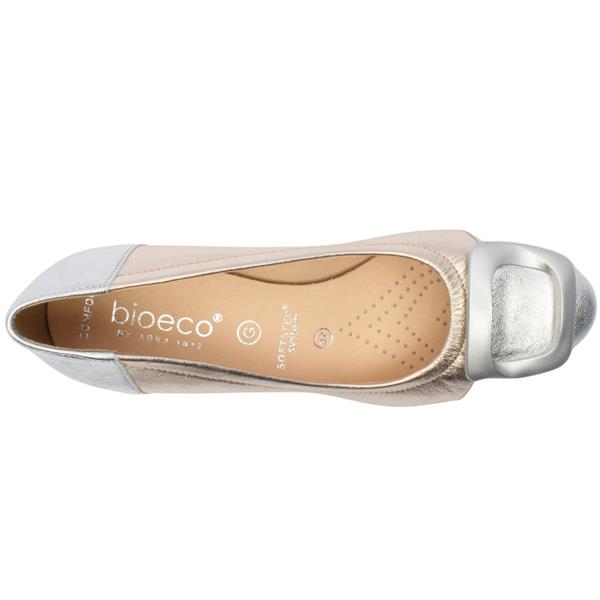 Bioeco women's silver and gold leather slip-on shoe