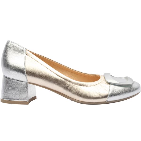 Bioeco women's silver and gold leather slip-on shoe