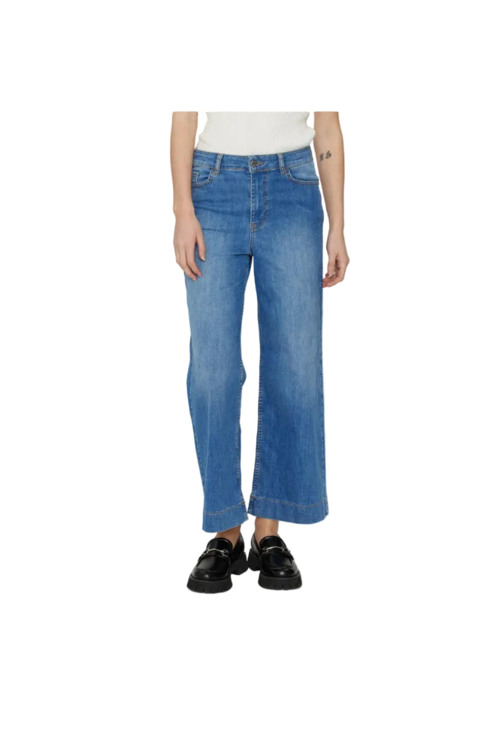 Numph Womens NuParis Wide Jeans Light Blue Denim