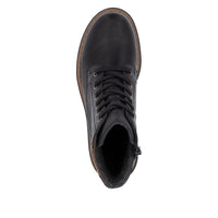Rieker 72617 women's black lace-up ankle boot with inside zip and fleece lining