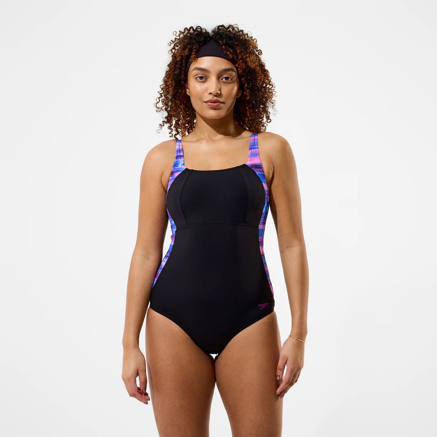 Speedo Womens Swimsuit Luna Lustre Printed Black/Purple