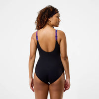 Speedo Womens Swimsuit Luna Lustre Printed Black/Purple
