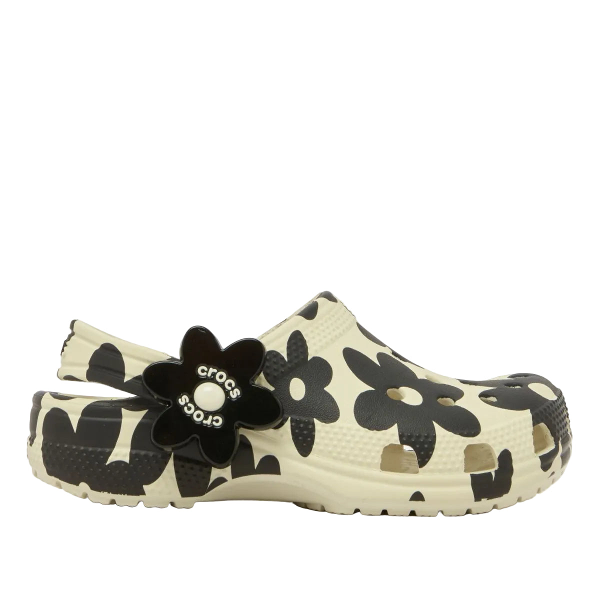 Crocs Classic Pop Petals girls' black and white clog