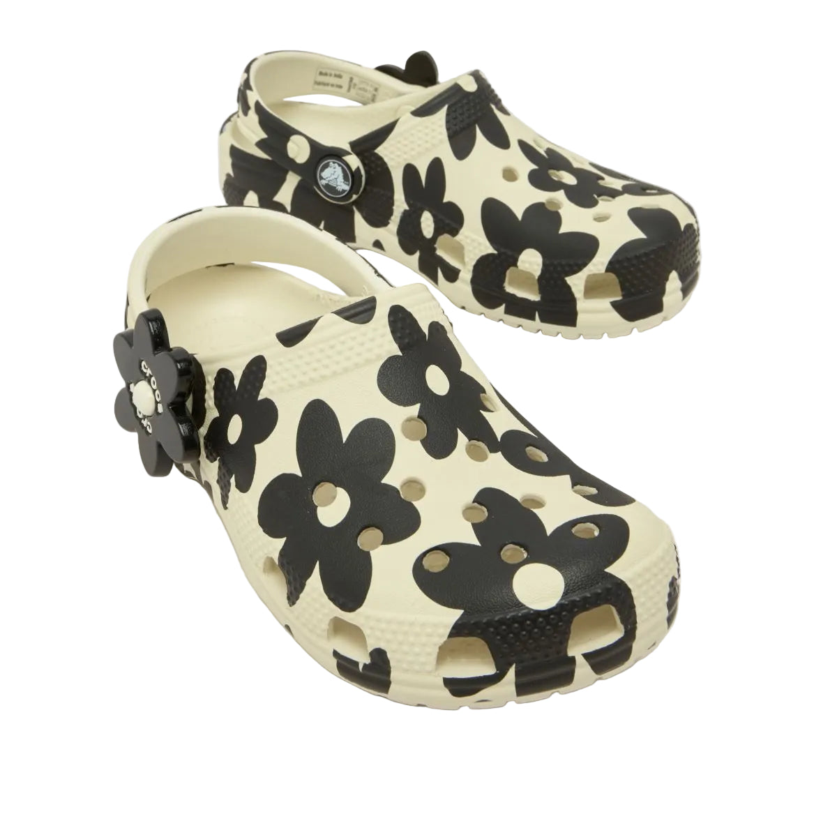 Crocs Classic Pop Petals girls' black and white clog