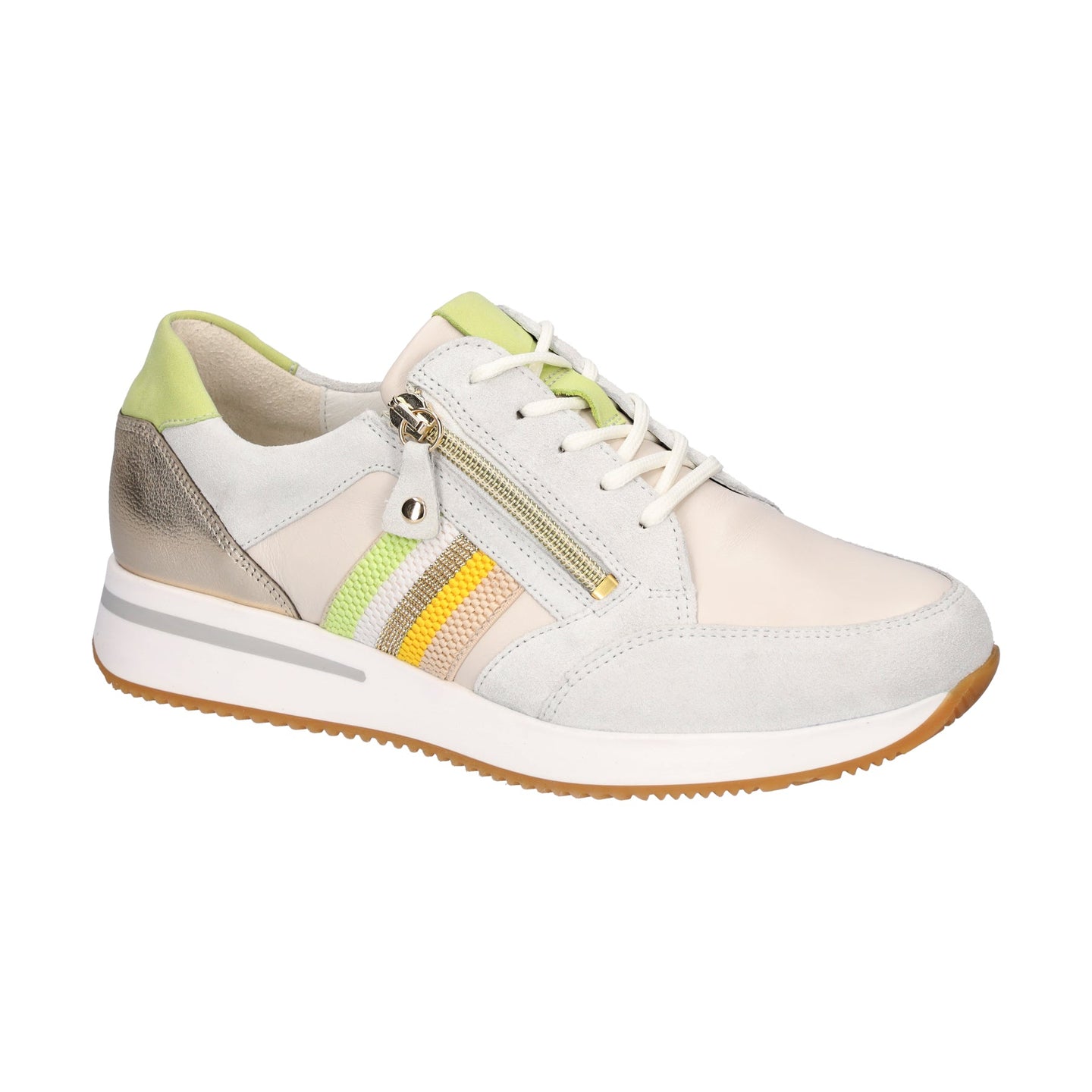 Waldlaufer Womens Trainer 935008 Latte/Lime/Gold