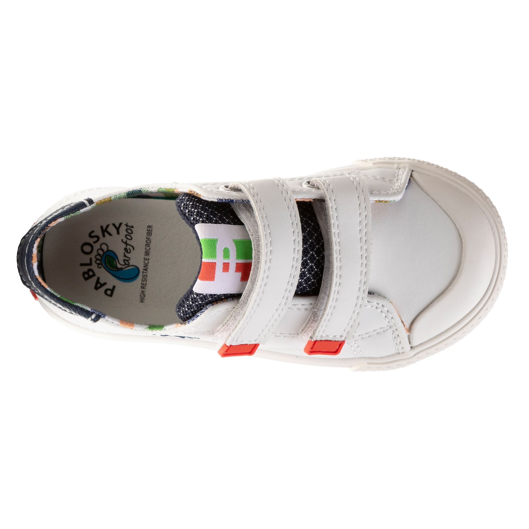 Pablosky boys' white leather shoe with velcro