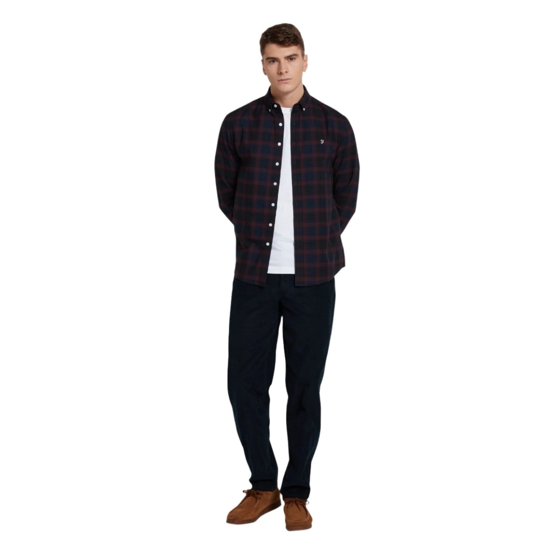 Farah Foster men's oxblood long-sleeve shirt