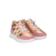 Wonders women's blush leather lace-up trainer