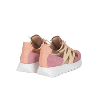 Wonders women's blush leather lace-up trainer