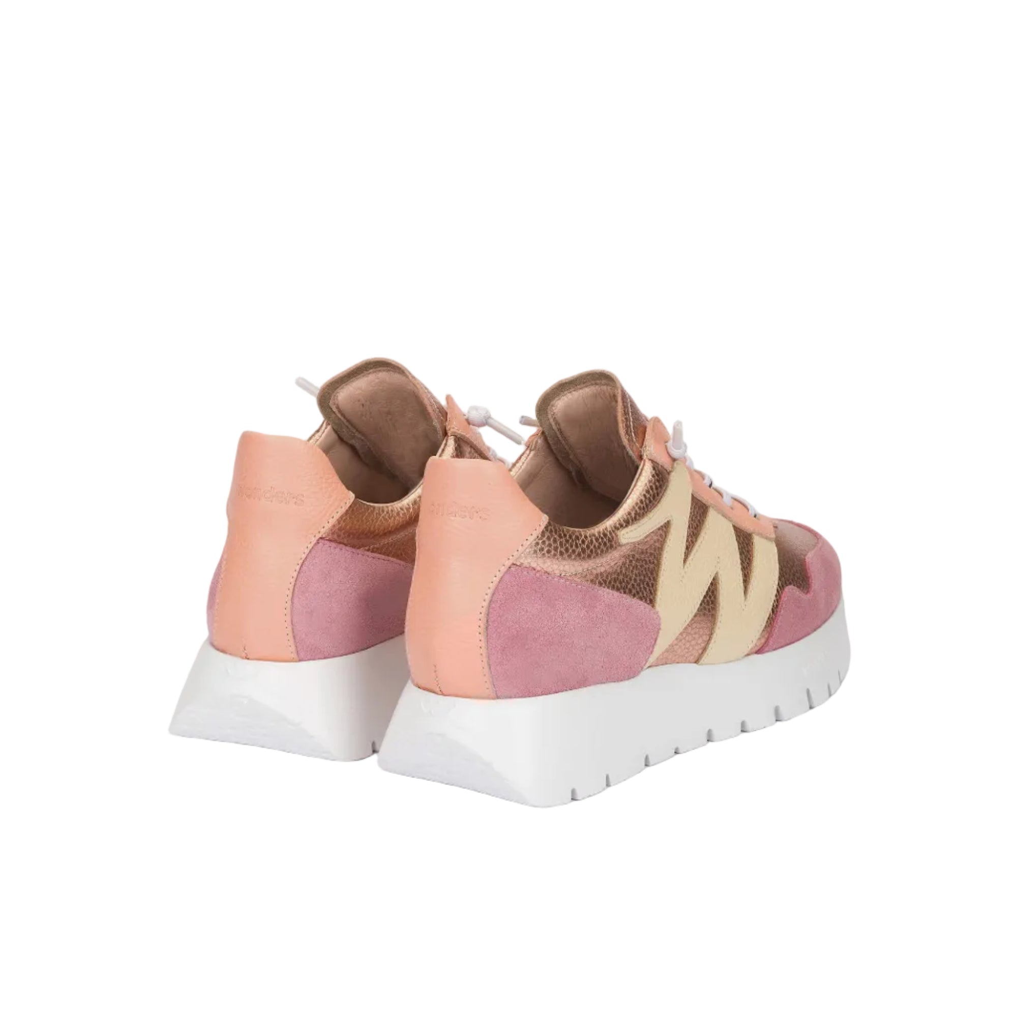 Wonders women's blush leather lace-up trainer