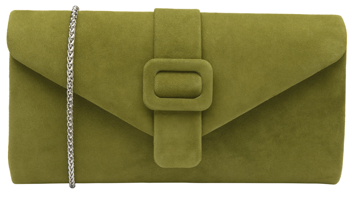 Lotus women's citronella yellow suede Aletta clutch bag