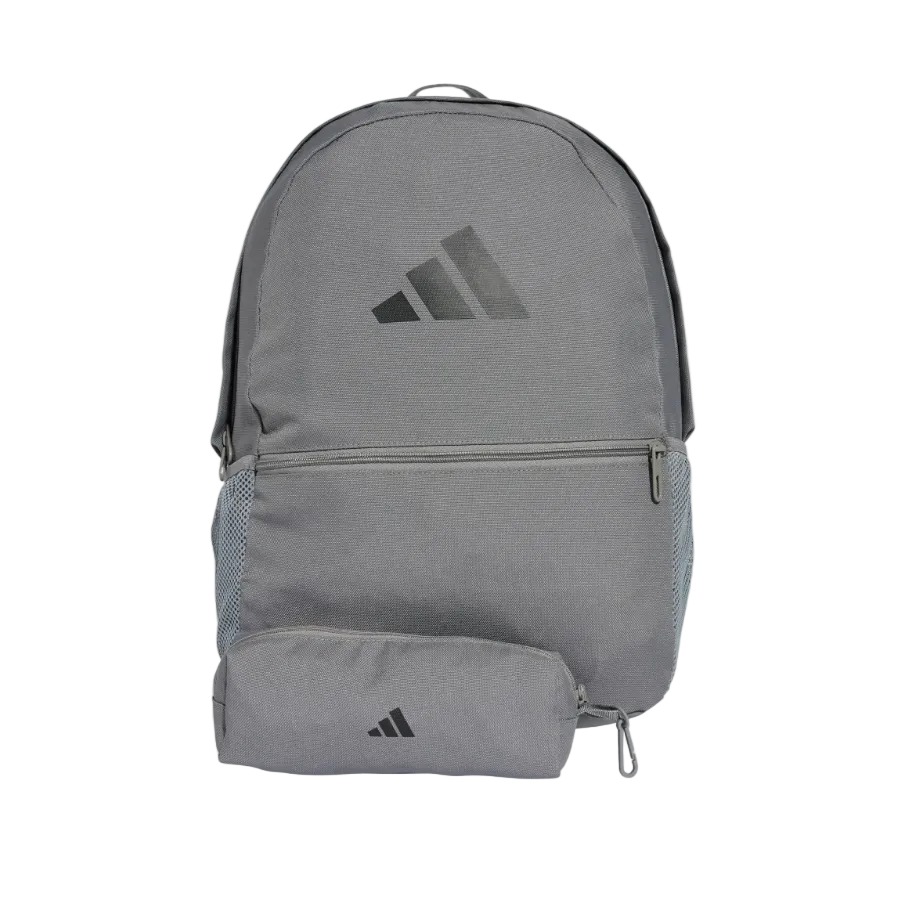 Adidas grey and black backpack and pencil case