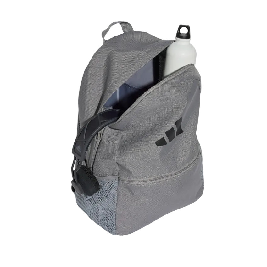 Adidas grey and black backpack and pencil case