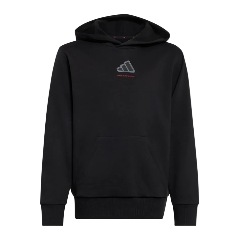 Adidas Boys Hoodie Slogan Fleece Black