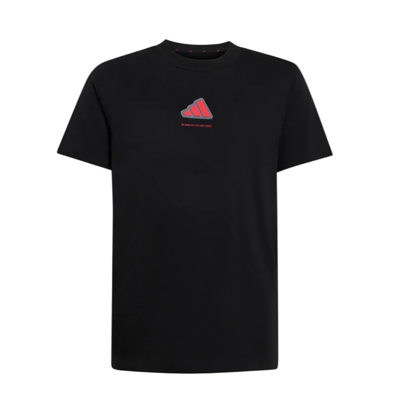Adidas Boys T-Shirt Slogan Single Jersey Black