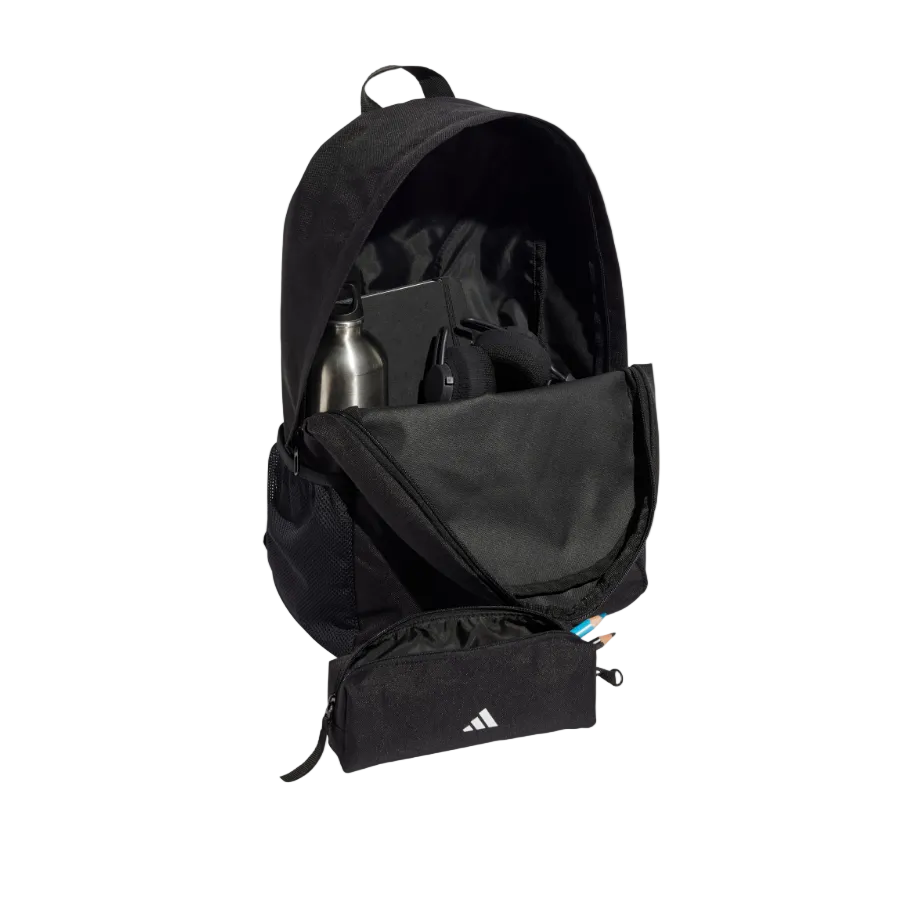 Adidas black and white backpack and pencil case