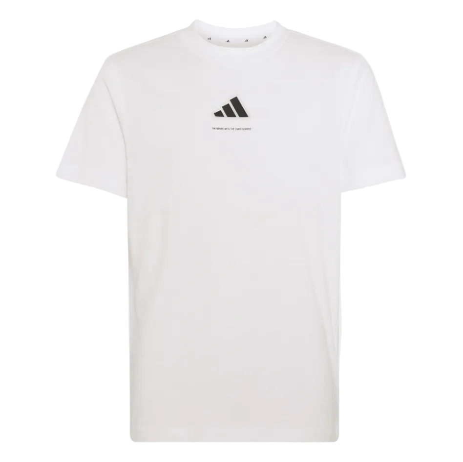 Adidas Boys T-Shirt Slogan Single Jersey White