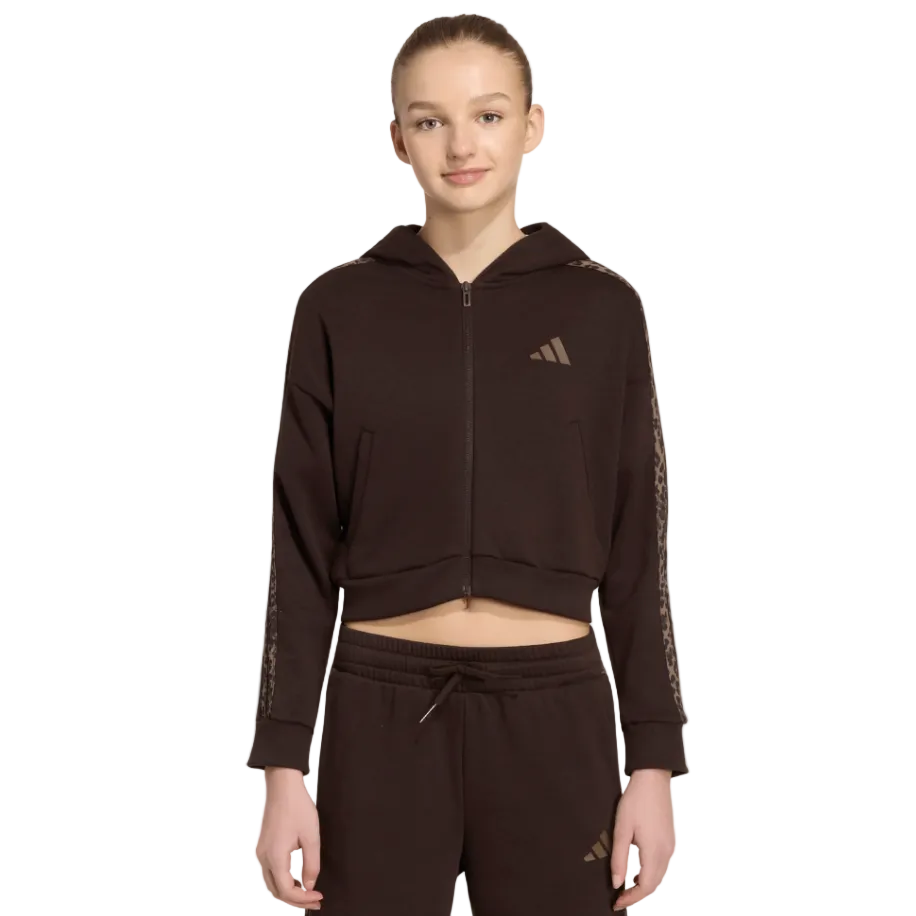 Adidas Girls Hoodie Seasonals Animal Full Zip Aurora Coffee/Multicolor/Earth Strata