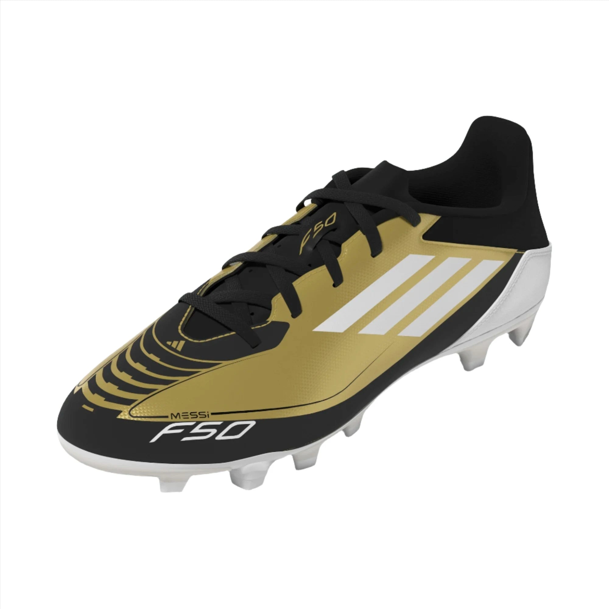 Adidas Adults Football Boots Firm Ground F50 Club Messi Gold/White/Black
