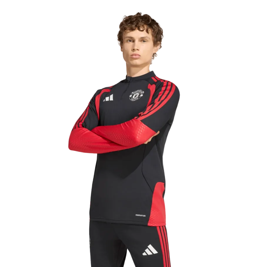 Adidas Junior 1/4 Zip Top Manchester United 26/27 Tiro Training Black