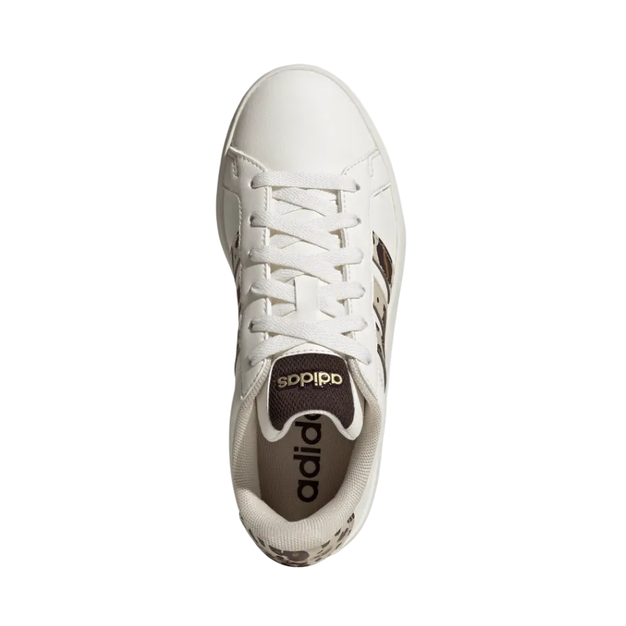 Adidas Junior Girls Shoe Grand Court 3.0 Core White/Crystal Linen/Aurora Coffee