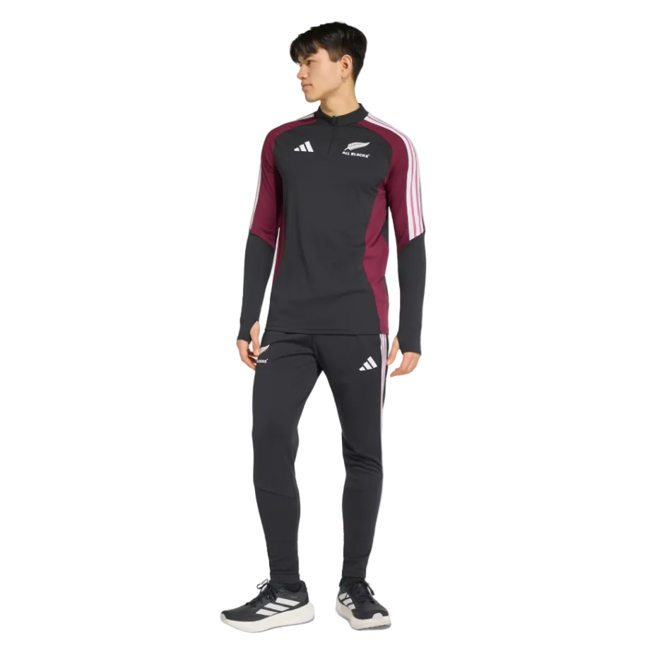 Adidas men's black All Blacks quarter-zip top