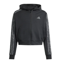 Adidas Girls Hoodie Animal 3 Stripes Full Zip Black/Multicolour/Grey Six