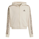 Adidas Girls Hoodie Animal 3 Stripes Full Zip Crystal Linen/Multicolour/Dark Brown