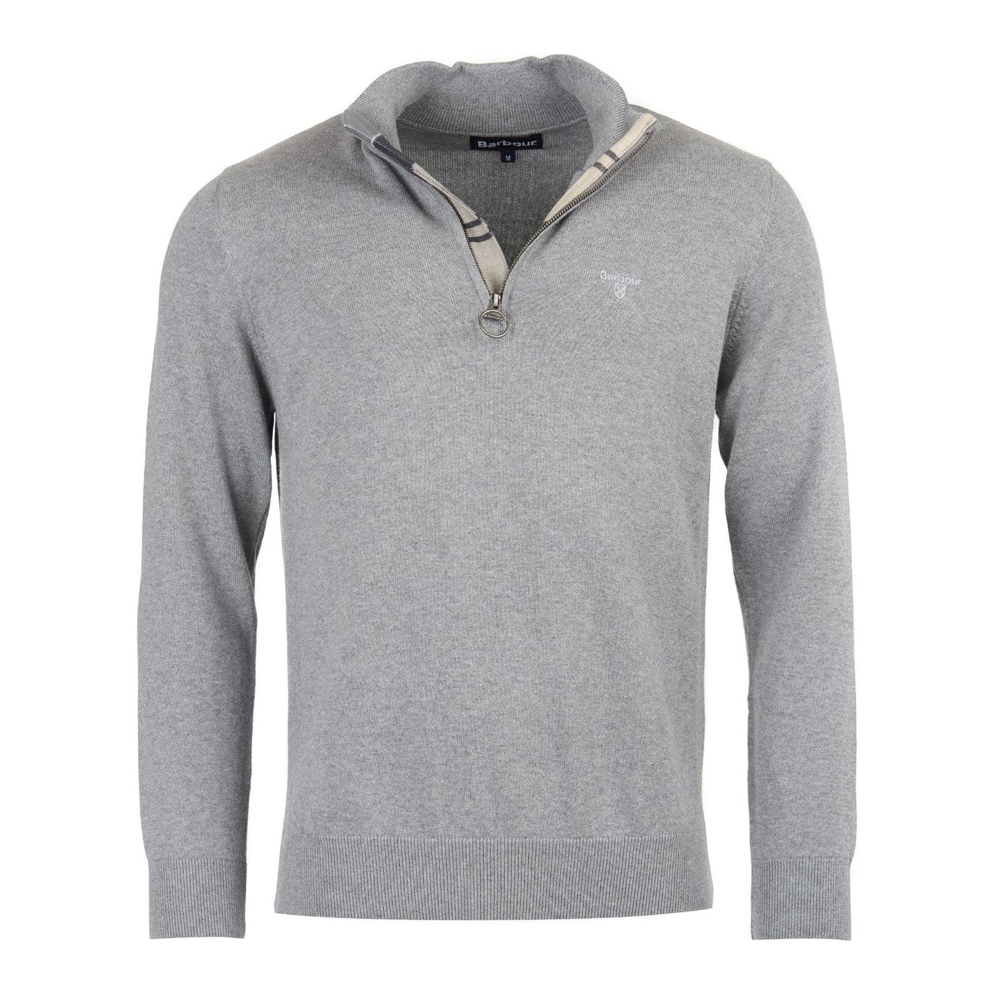 Barbour Mens Sweater Cotton Half Zip Grey
