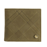 Barbour Beith Tartan Nubuck Leather Wallet khaki