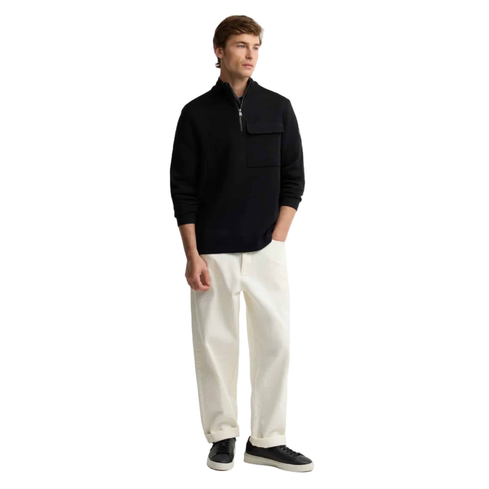 Barbour International Mens Half Zip Cardigan Burley Black