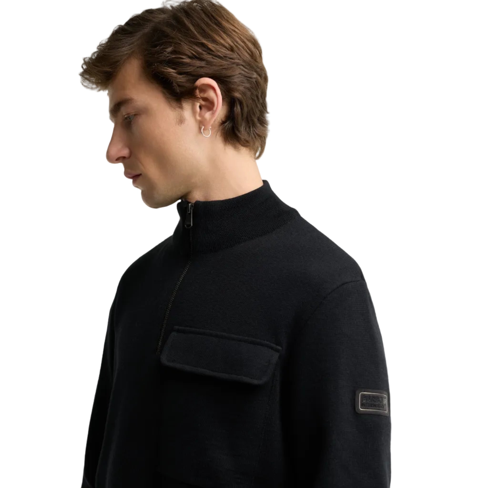 Barbour International Mens Half Zip Cardigan Burley Black