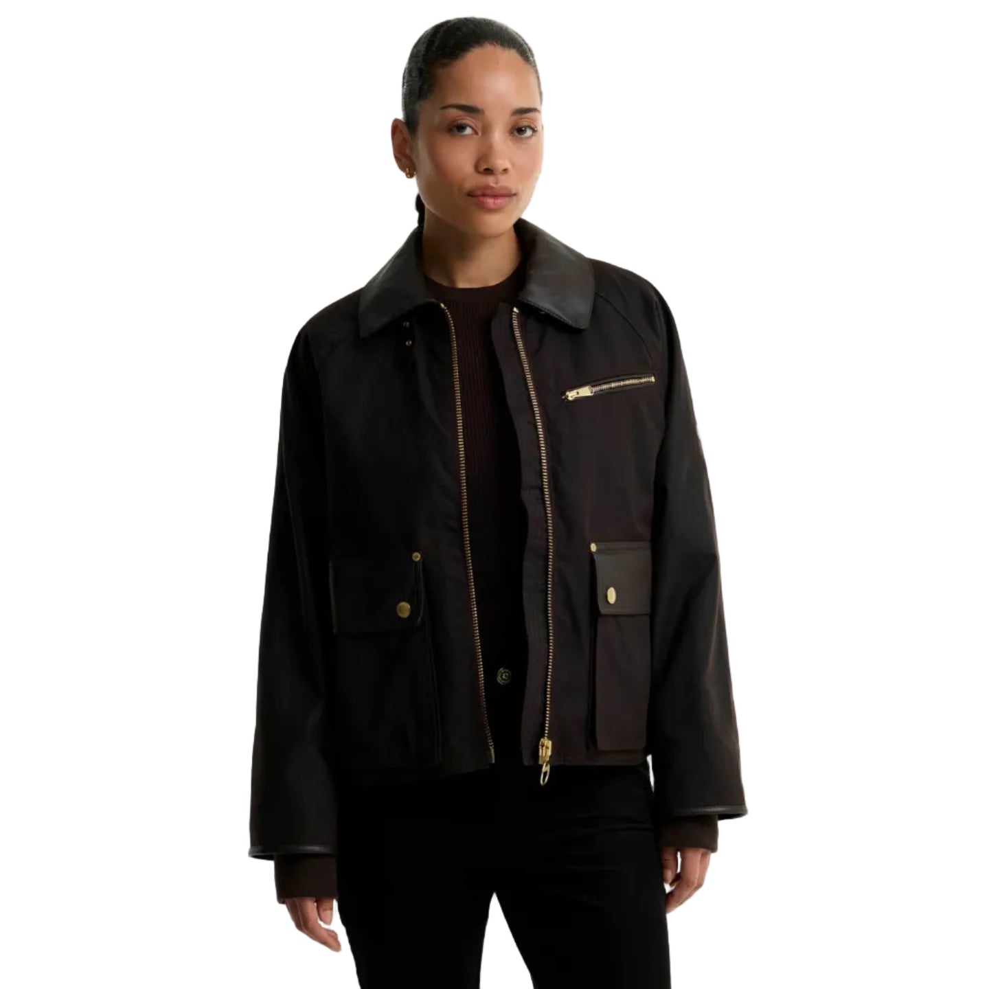 Barbour International Womens Wax Jacket Donnington Rustic/Truffle Northumberland Check