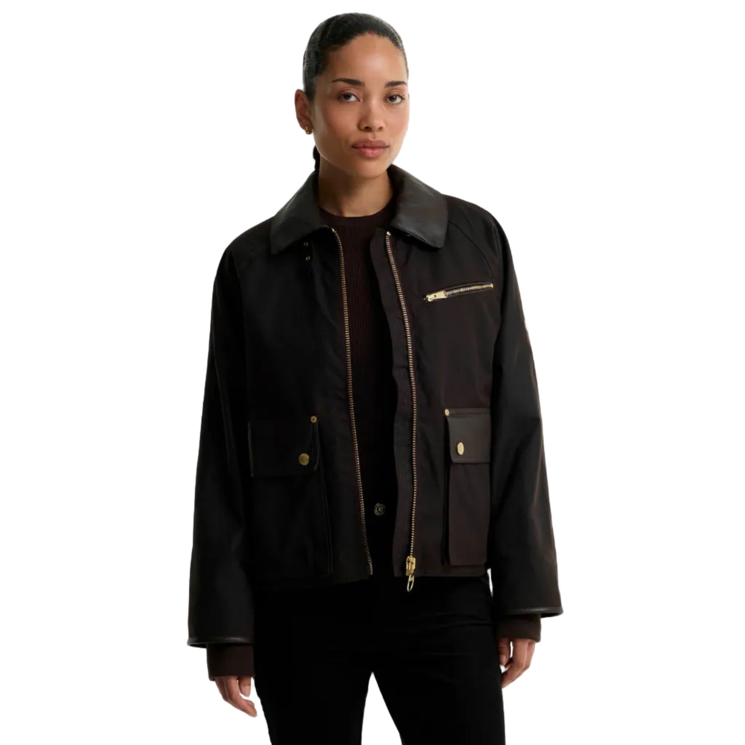 Barbour International Womens Wax Jacket Donnington Rustic/Truffle Northumberland Check
