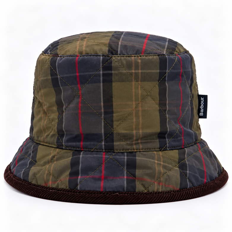 Barbour Liddesdale Reversible Bucket Hat Olive/Shadow Classic Tartan