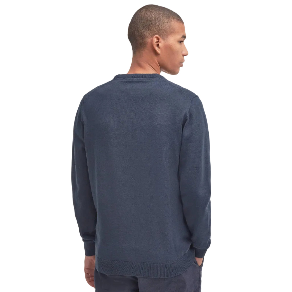 Barbour Mens Jumper Pima Cotton Crew Navy