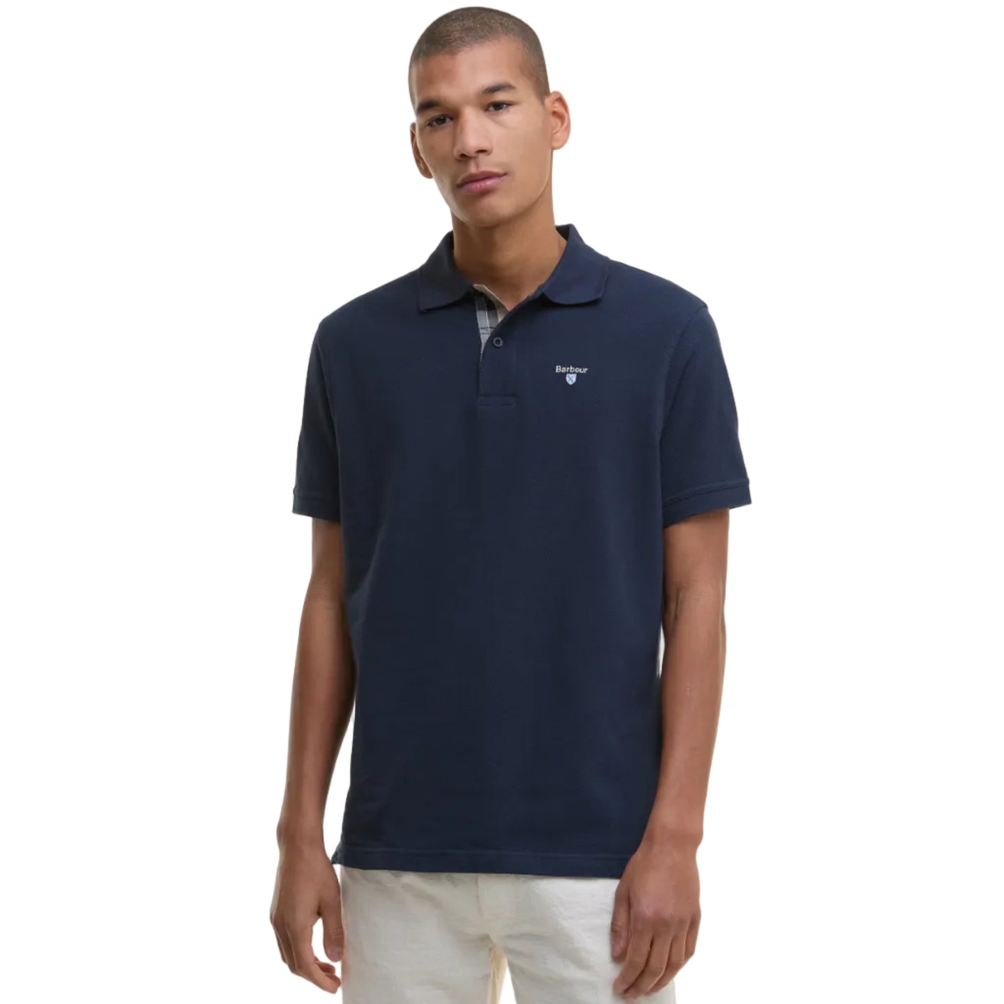 Barbour Mens Polo Tartan Pique New Navy